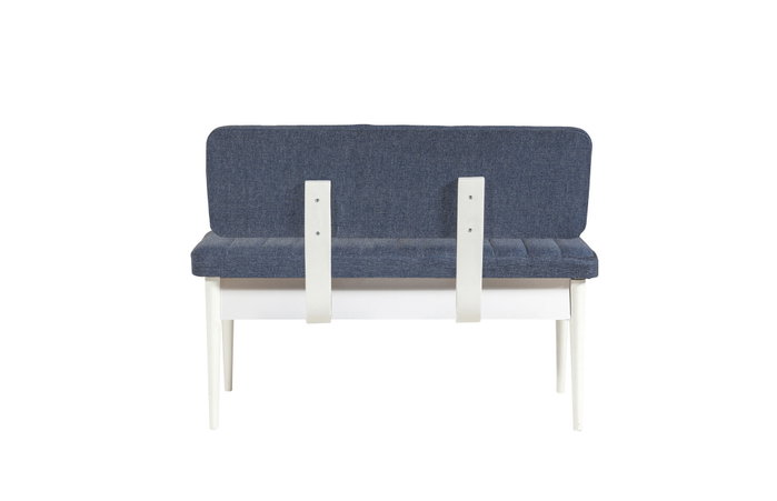 Hanah Home Banco Dark Blue, White 110 cm ancho, 85 cm alto, 40 cm profundidad, Tara de partículas y Lino